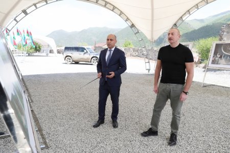 Prezident Kəlbəcərdə məktəb binasının təməlini qoyub - FOTO
