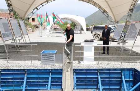 Prezident Kəlbəcərdə məktəb binasının təməlini qoyub - FOTO