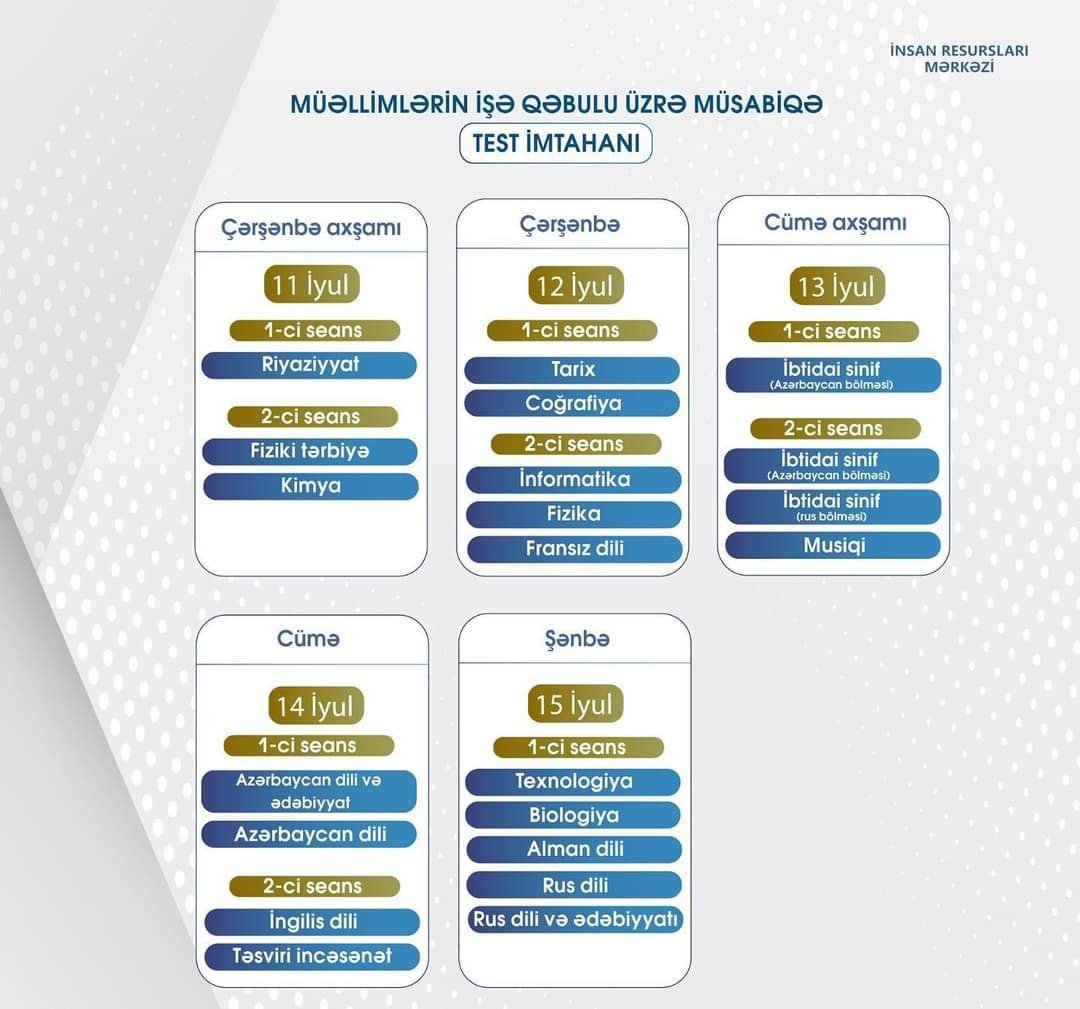 Müəllimlərin işə qəbulu üzrə test imtahanlarının vaxtı açıqlandı - FOTO