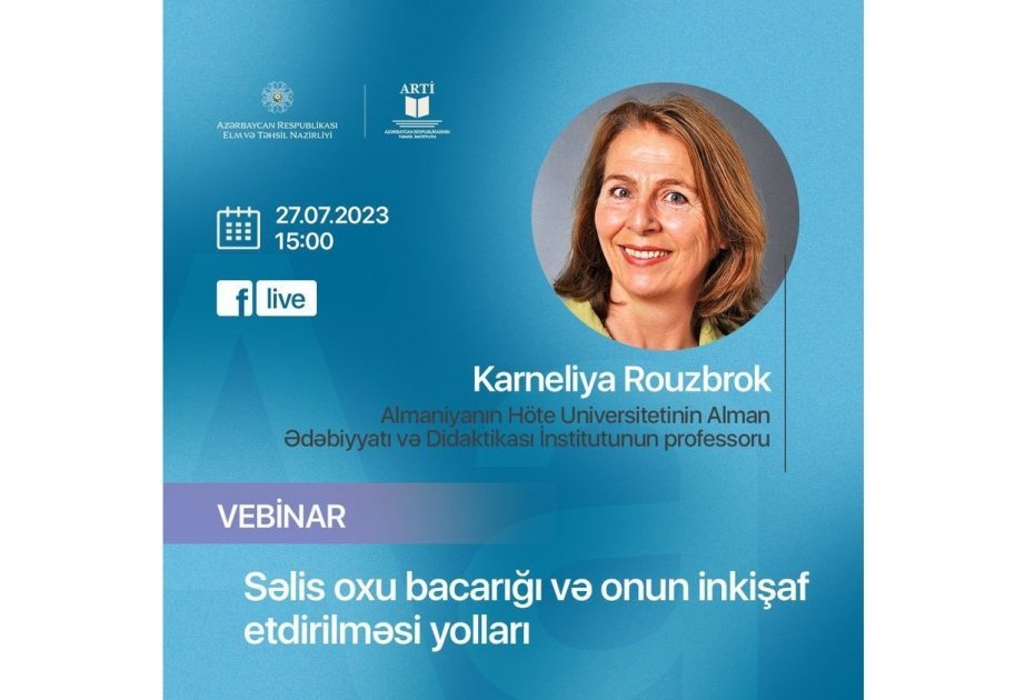 “Səlis oxu bacarığı və onun inkişaf etdirilməsi yolları” mövzusunda vebinar keçiriləcək
