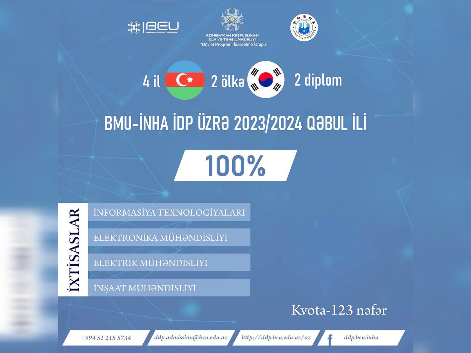 BMU – İNHA İDP-nin 2023–2024-cü tədris ili üzrə qəbul nəticələri açıqlanıb