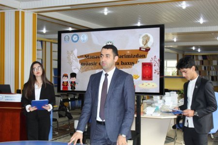 BDU-nun Şərqşünaslıq fakültəsində "Mənəvi dəyərlərimizdən gələcəyə baxış" adlı tədbir keçirilib - FOTO BDU-nun Şərqşünaslıq fakültəsində "Mənəvi dəyərlərimizdən gələcəyə baxış" adlı tədbir keçirilib - FOTO