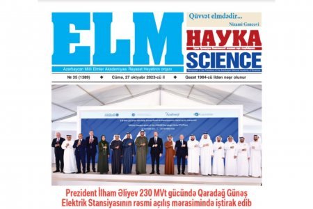 “Elm” qəzetinin növbəti sayı çap olunub